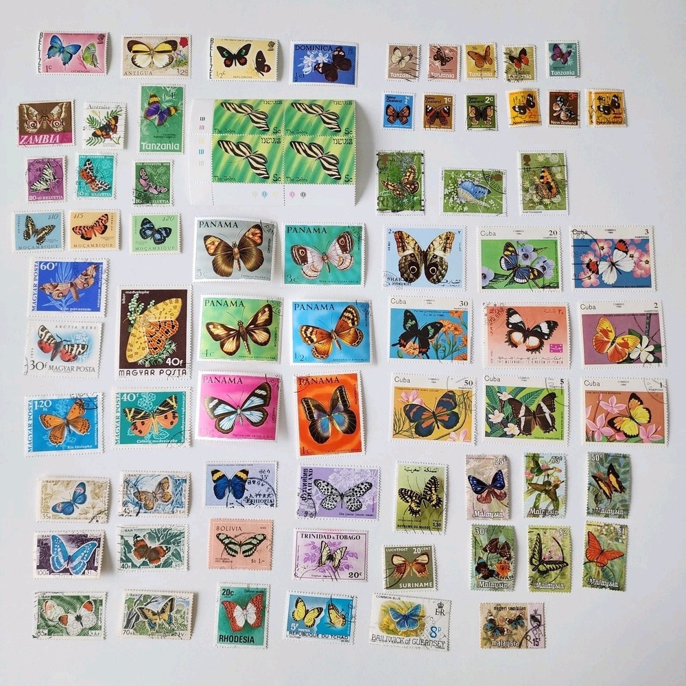 Butterfy Postage Stamp Lot‎ 80s Authentic - Art Crafts Scrapbooking Butterflies